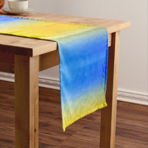 Ukraine yellow blue geometric mesh pattern short table runner
