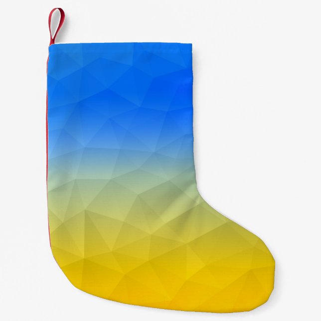 Ukraine yellow blue geometric mesh pattern small christmas stocking (Front)