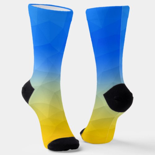 Ukraine yellow blue geometric mesh pattern  socks