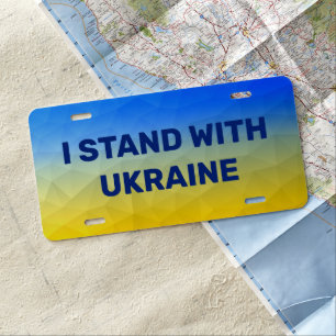 Ukraine yellow blue geometric mesh pattern w text license plate