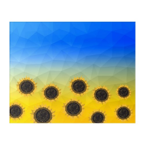 Ukraine yellow blue geometry mesh pattern Flowers Acrylic Print
