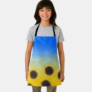 Ukraine yellow blue geometry mesh pattern Flowers Apron