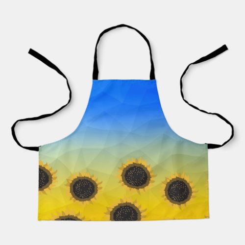 Ukraine yellow blue geometry mesh pattern Flowers Apron