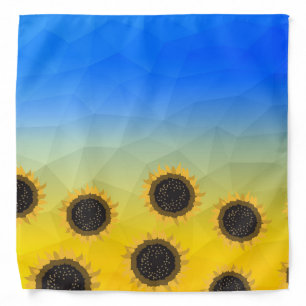 Ukraine yellow blue geometry mesh pattern Flowers Bandana