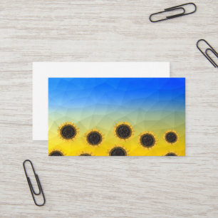 Ukraine yellow blue geometry mesh pattern Flowers Business Card