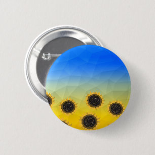 Ukraine yellow blue geometry mesh pattern Flowers Button