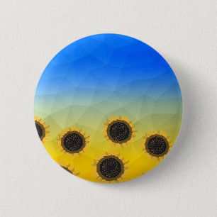 Ukraine yellow blue geometry mesh pattern Flowers Button