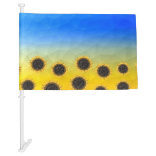 Ukraine yellow blue geometry mesh pattern Flowers Car Flag