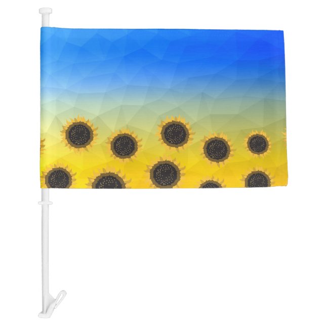 Ukraine yellow blue geometry mesh pattern Flowers Car Flag (Front)