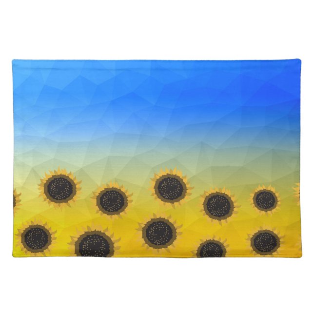 Ukraine yellow blue geometry mesh pattern Flowers Cloth Placemat (Front)