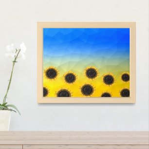 Ukraine yellow blue geometry mesh pattern Flowers Framed Art