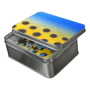 Ukraine yellow blue geometry mesh pattern Flowers Jigsaw Puzzle