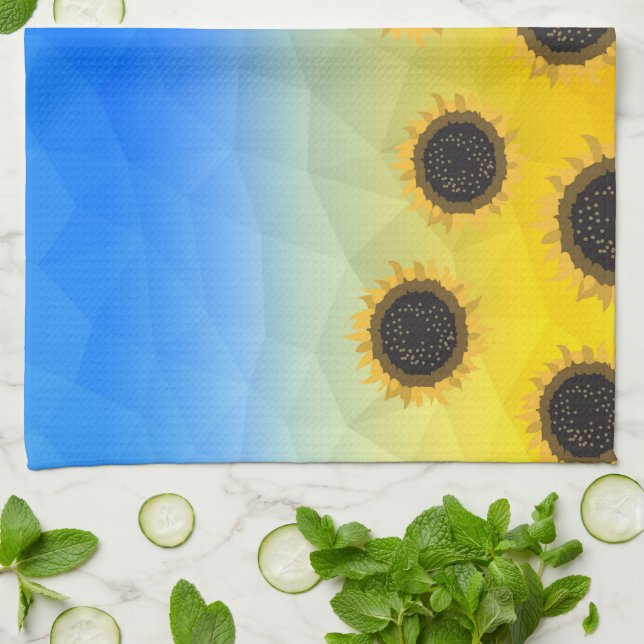 Ukraine yellow blue geometry mesh pattern Flowers Kitchen Towel (Folded)