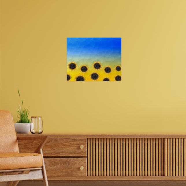 Ukraine yellow blue geometry mesh pattern Flowers Poster (Living Room 2)