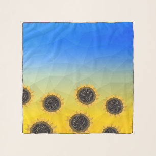 Ukraine yellow blue geometry mesh pattern Flowers Scarf