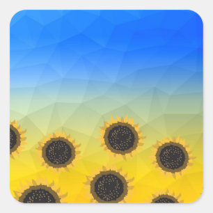 Ukraine yellow blue geometry mesh pattern Flowers Square Sticker