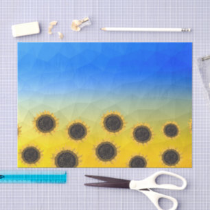 Ukraine yellow blue geometry mesh pattern Flowers Tissue Paper