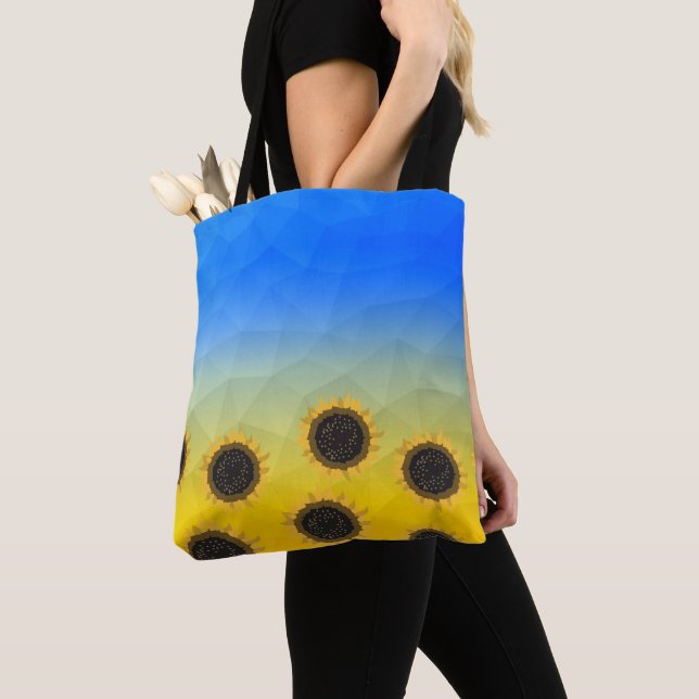 Ukraine yellow blue geometry mesh pattern Flowers Tote Bag (Close Up)