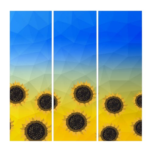 Ukraine yellow blue geometry mesh pattern Flowers Triptych