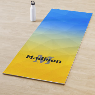 Ukraine yellow blue geometry mesh pattern Monogram Yoga Mat