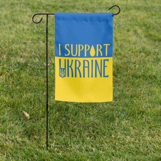 Ukraine yellow blue support teardrop emblem garden flag (In SItu)