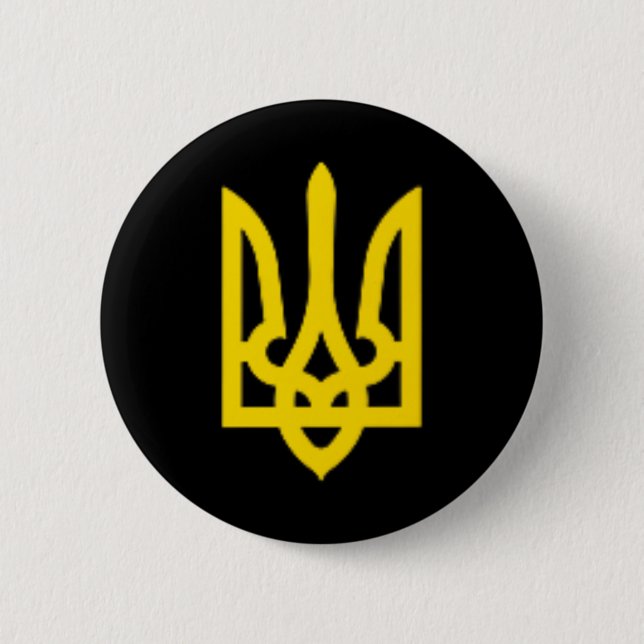 Ukraine Zelensky Ukrainian Trident Coat Of Arms Ze Button (Front)