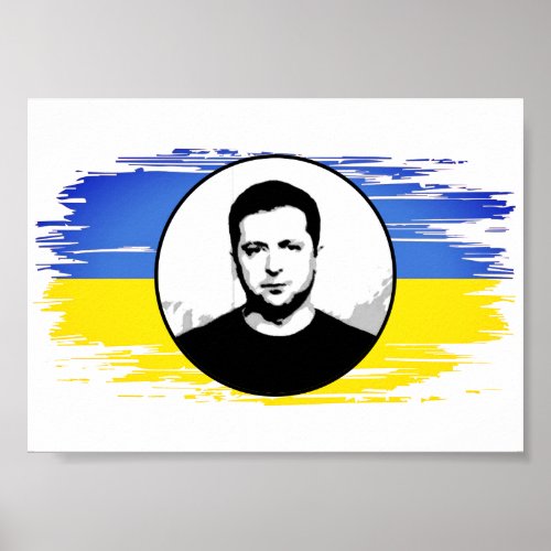 Ukraine Zelenskyy blue yellow flag Poster