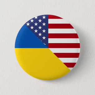 Ukrainian American Flag Half Ukraine USA Button