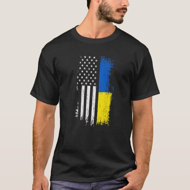 Ukrainian American Flag T - Pride Ukraine USA T-Shirt (Front)