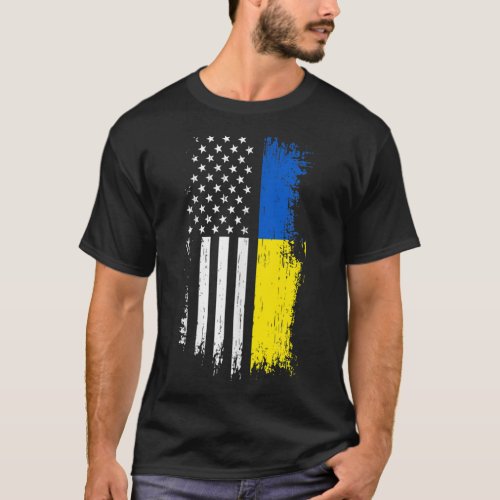 Ukrainian American Flag T Shirt _ Pride Ukraine US