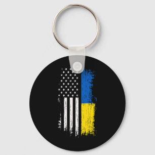 Ukrainian American Flag T Shirt - Pride Ukraine Us Keychain