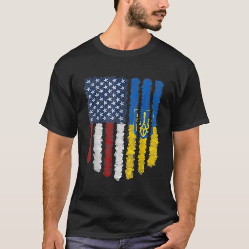 Ukrainian American Flag Ukraine Usa America Roots T_Shirt