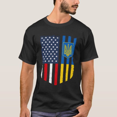 Ukrainian American Flag Ukraine Usa America Shield T_Shirt