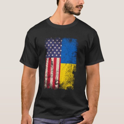 Ukrainian American Flag Ukraine Usa Roots T_Shirt