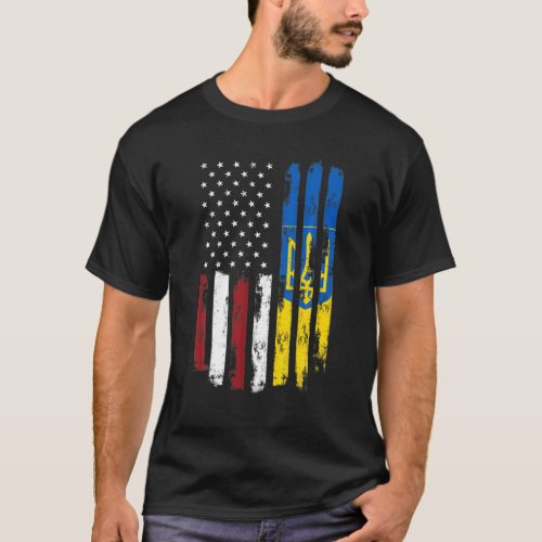 Ukrainian American Flag Usa Ukraine Roots T_Shirt