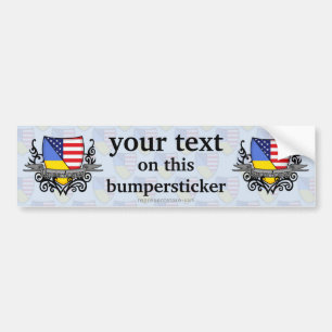 Ukrainian-American Shield Flag Bumper Sticker