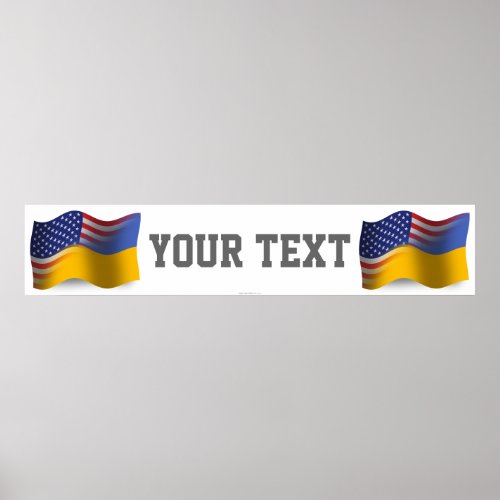 Ukrainian_American Waving Flag Banner Poster