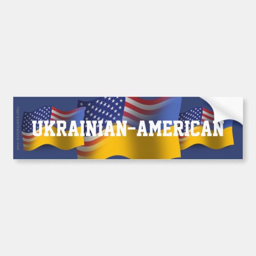 Ukrainian_American Waving Flag Bumper Sticker