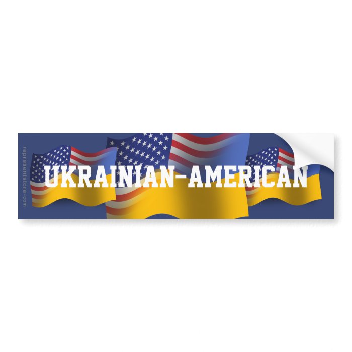 Ukrainian American Waving Flag Bumper Sticker