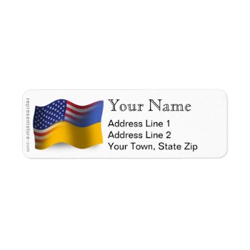 Ukrainian-american Waving Flag Label by representshop at Zazzle