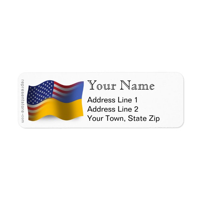 Ukrainian-American Waving Flag Label (Front)