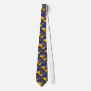 Ukrainian-American Waving Flag Neck Tie