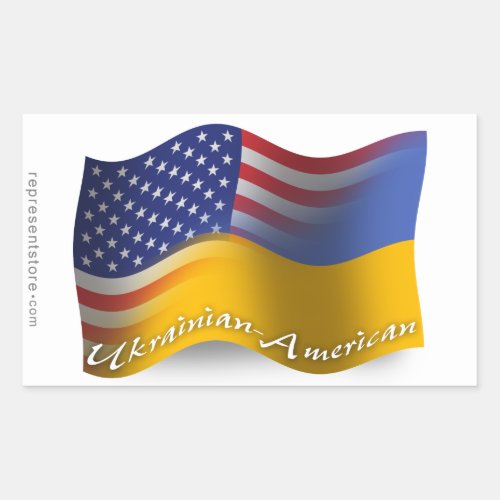 Ukrainian_American Waving Flag Rectangular Sticker