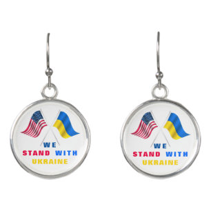 Ukrainian and USA Flags Earrings Support Ukraine