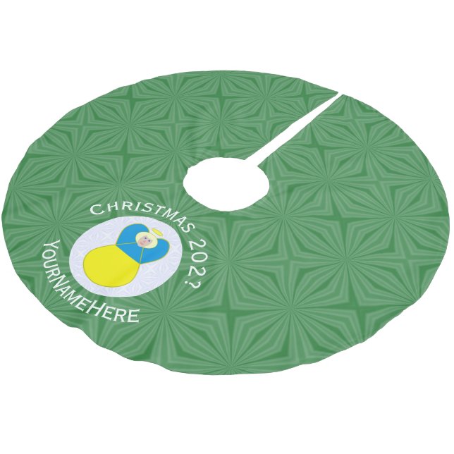 Ukrainian Angel Christmas Flag Personalized Text  Brushed Polyester Tree Skirt (Angled)