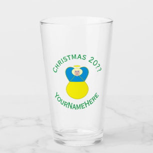 Ukrainian Angel Christmas Flag Personalized Text Glass