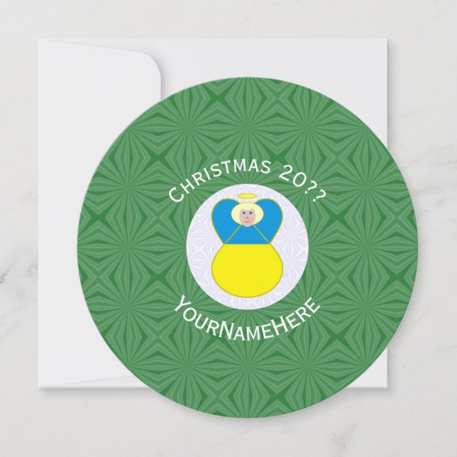 Ukrainian Angel Christmas Flag Personalized Text  Invitation (Front)
