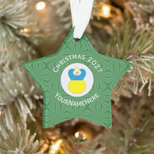 Ukrainian Angel Christmas Flag Personalized Text  Ornament