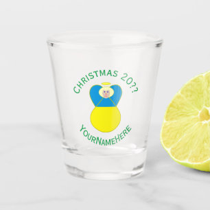 Ukrainian Angel Christmas Flag Personalized Text Shot Glass