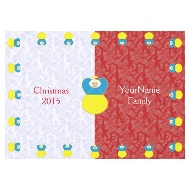 Ukrainian Angel Red White Personalized Text  Tablecloth (Front (Horizontal))